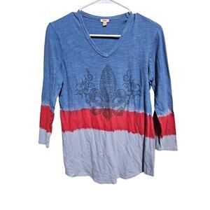 Reba McEntire Top Womens Tshirt Bling Fleur De Lis sz Small (814)